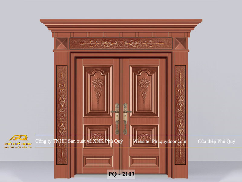 cửa chính 2 cánh đều PQ-2103 cửa thép chống cháy