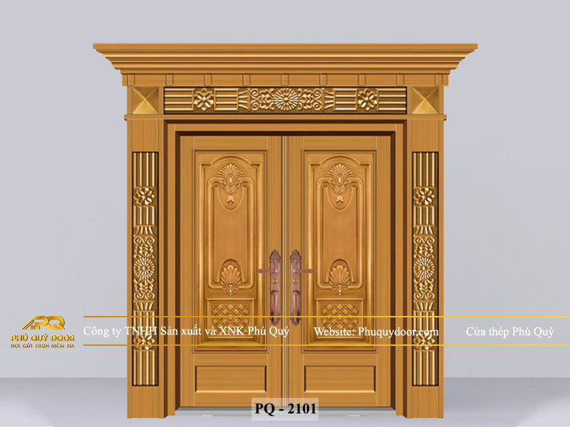 cửa chính 2 cánh đều PQ-2102 cửa thép Phú Quý 