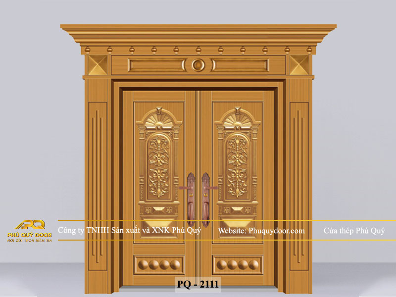 Cửa chính 2 cánh đều PQ-2111 cửa thép Phú Quý