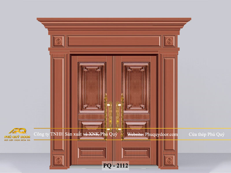 Cửa chính 2 cánh đều PQ-2112 hiện đại