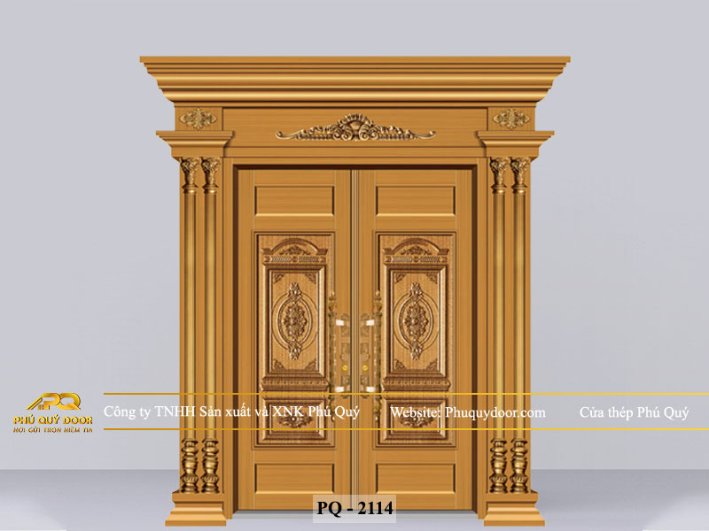 cửa chính 2 cánh đều PQ-2114 cửa thép Phú Quý