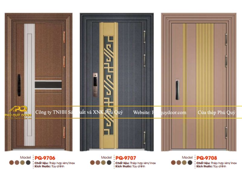 mẫu cửa thép 1 cánh hiện đại phú quý door