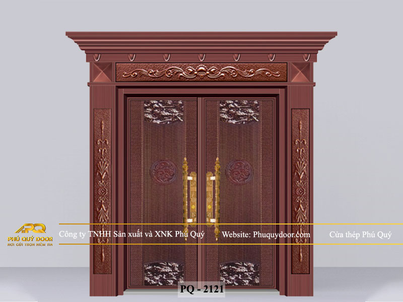 cửa chính 2 cánh đều PQ-2121 cửa thép nhập khẩu