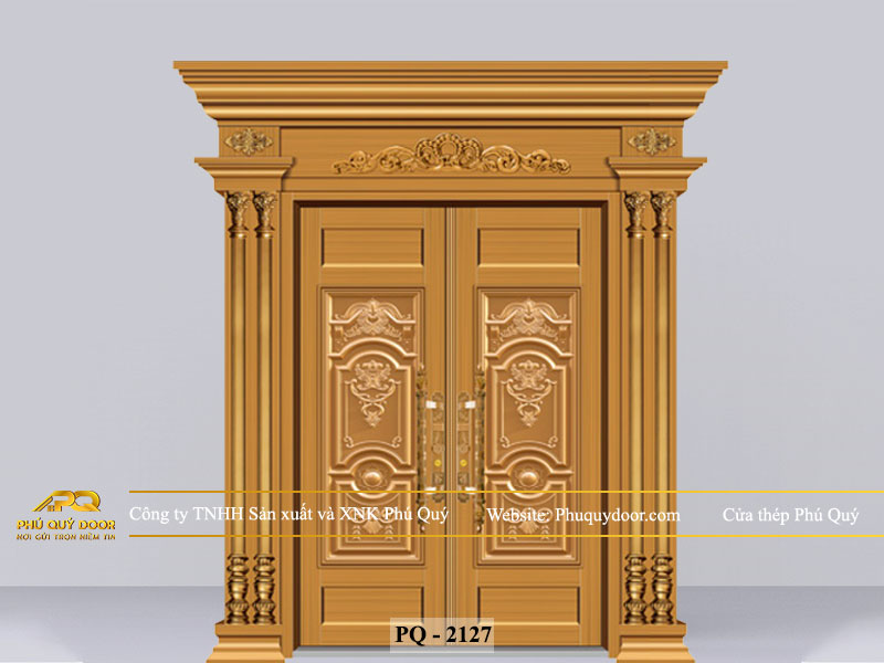 Cửa chính 2 cánh đều PQ-2127 cửa thép nhập khẩu
