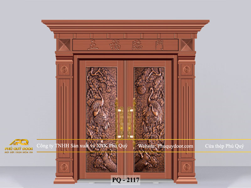 cửa chính 2 cánh đều PQ-2129 cửa thép nhập khẩu
