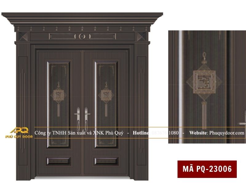 Cửa chính 2 cánh đều hiện đại PQ-23006