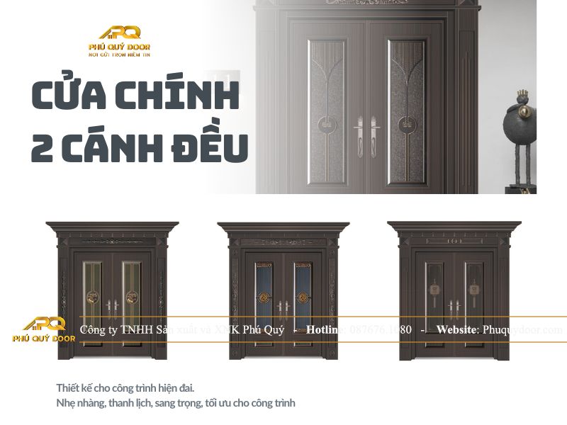 Kích thước lắp cửa chính 2 cánh đều