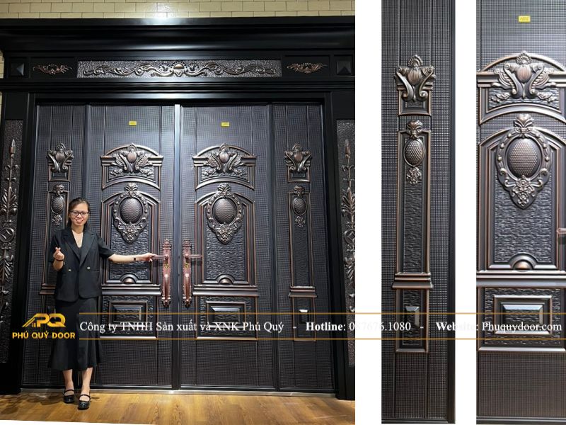 mẫu cửa 4 cánh lệch cửa thép cao cấp