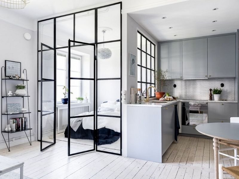 cửa phòng ngủ bằng nhôm kính