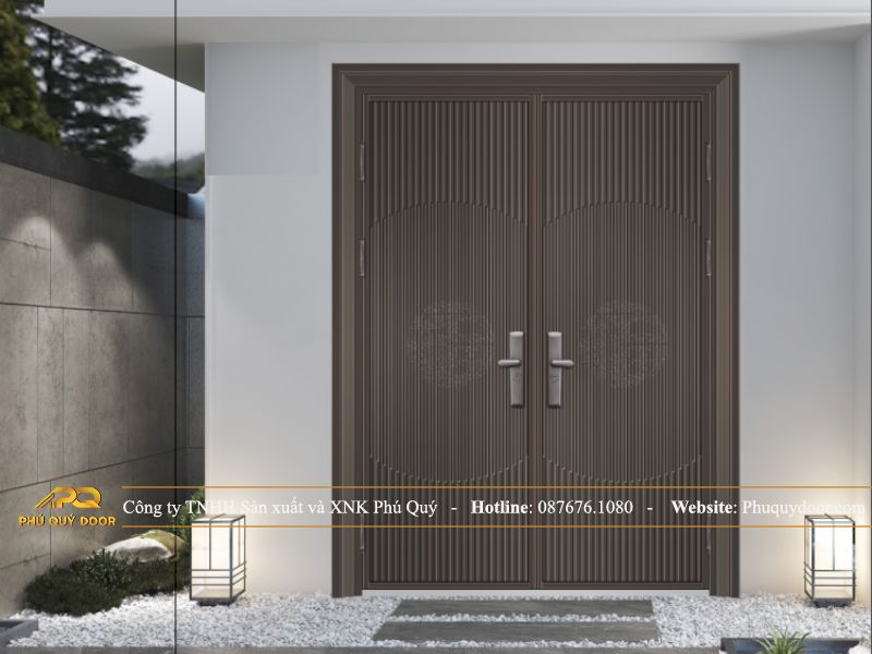 mẫu cửa chính 2 cánh hiện đại Phú Quý Door