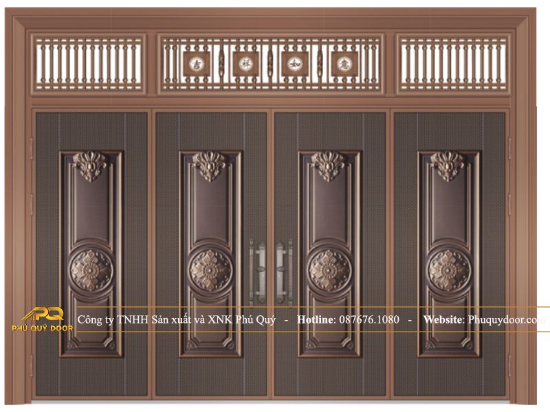 mẫu cửa chính 4 cánh đều tân cổ điển 