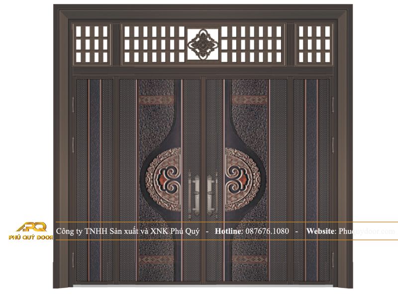 mẫu cửa chính 4 cánh lệch tân cổ điển