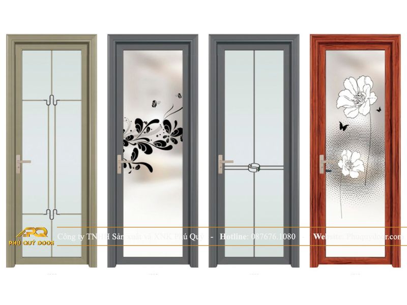 mẫu cửa nhôm kính có hoa văn trang trí