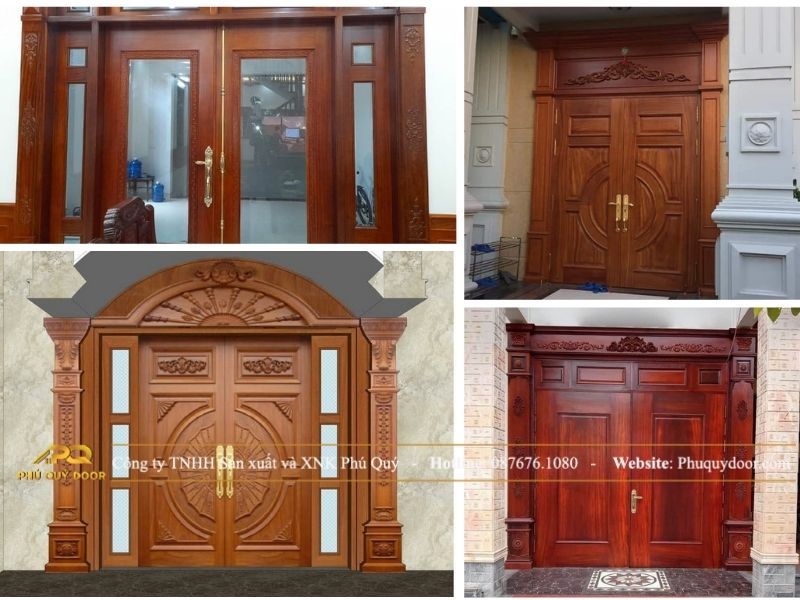 [Tổng hợp] Mẫu cửa gỗ biệt thự cổ điển, hiện đại, 2-4 cánh