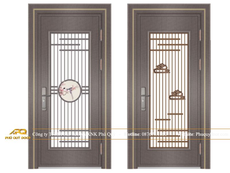 mẫu cửa chính 1 cánh khung kính cường lực