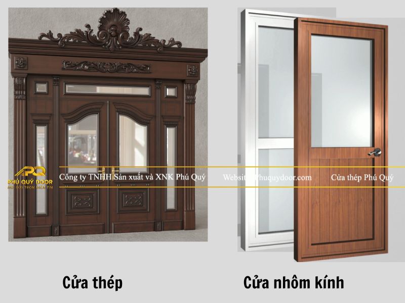 So sánh cửa nhôm kính và cửa thép chi tiết – Phú Quý Door